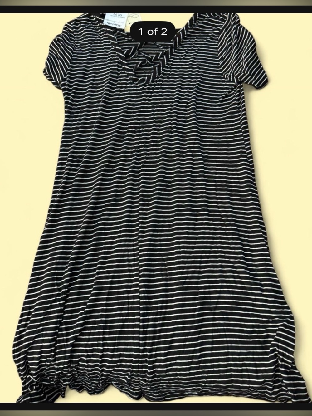 Black & White Striped Short Sleeve Dress